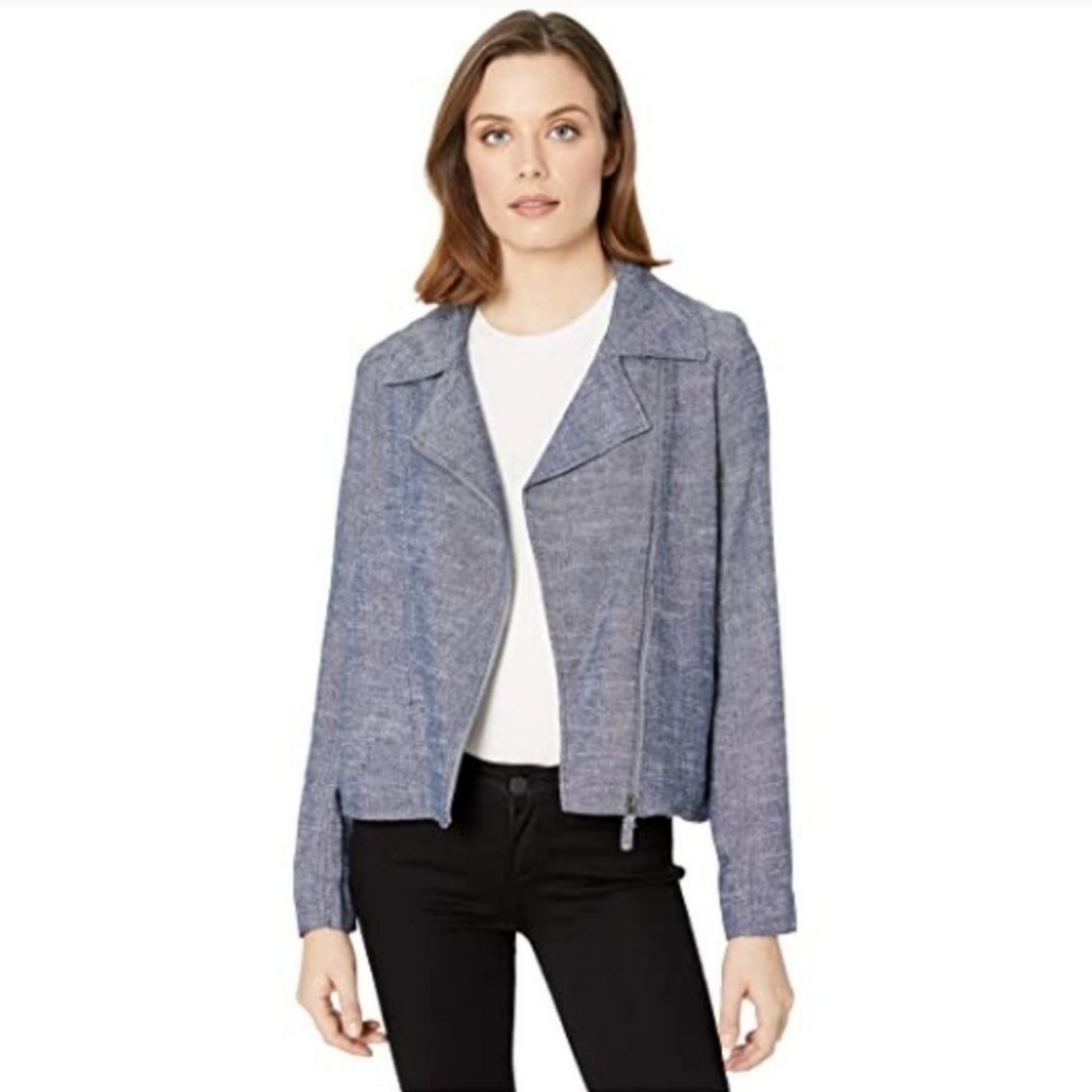 Max Studio Linen Blend Moto Jacket, Size L